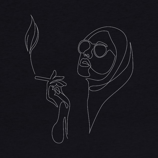 Women Smoke Line art by artforsomeone2020@gmail.com